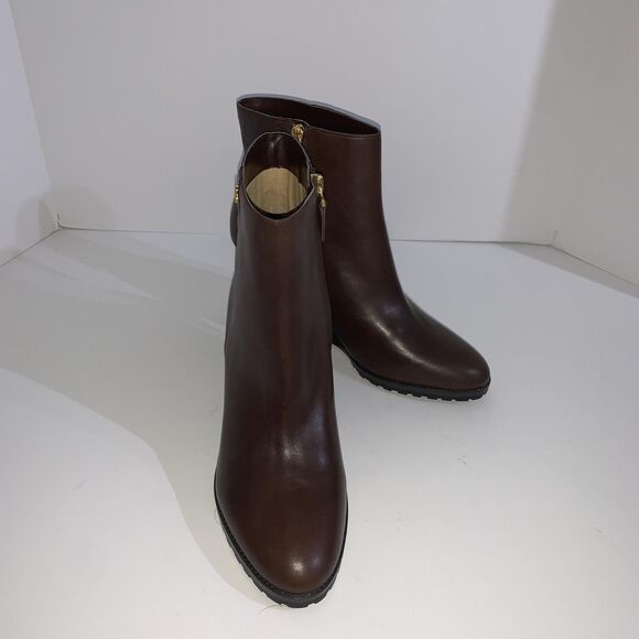 Lauren Ralph Lauren Boots Womens Size 11 Leather Wedge Shaley Ankle Booties - Picture 1 of 11